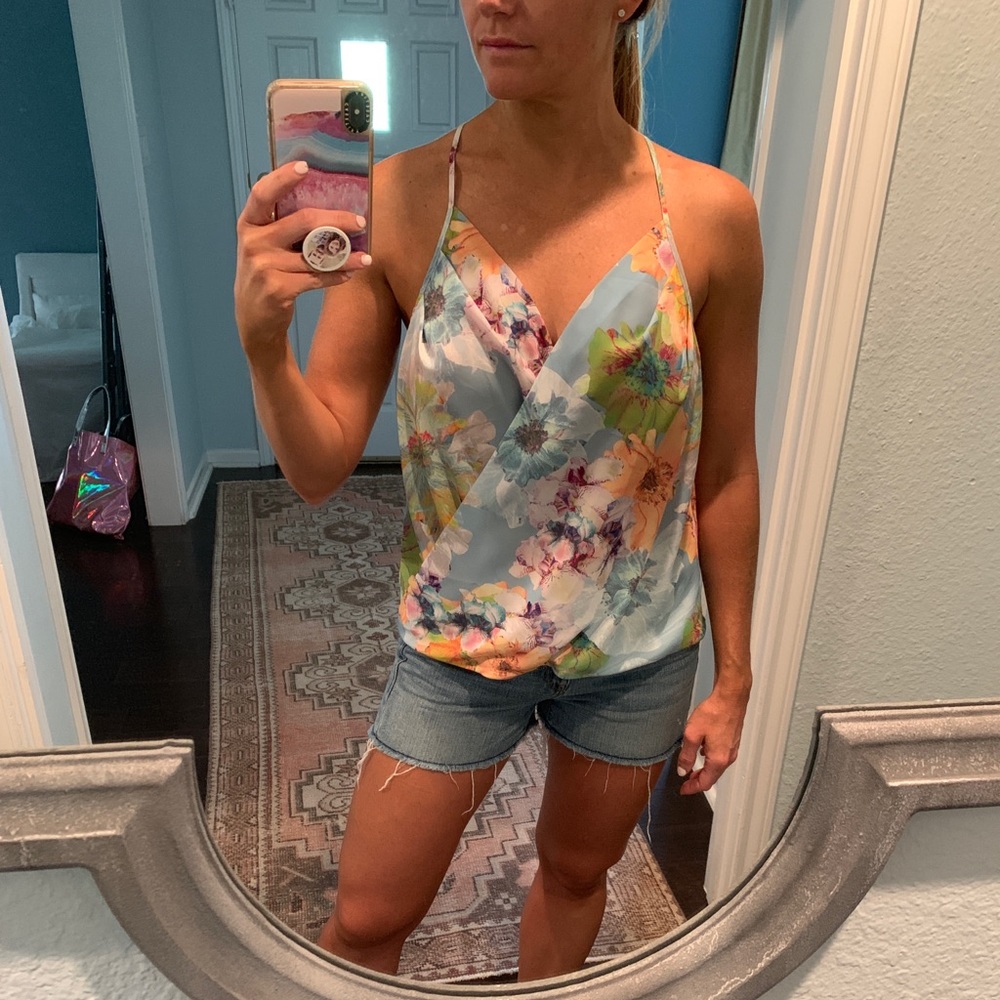 Racer back floral print tank